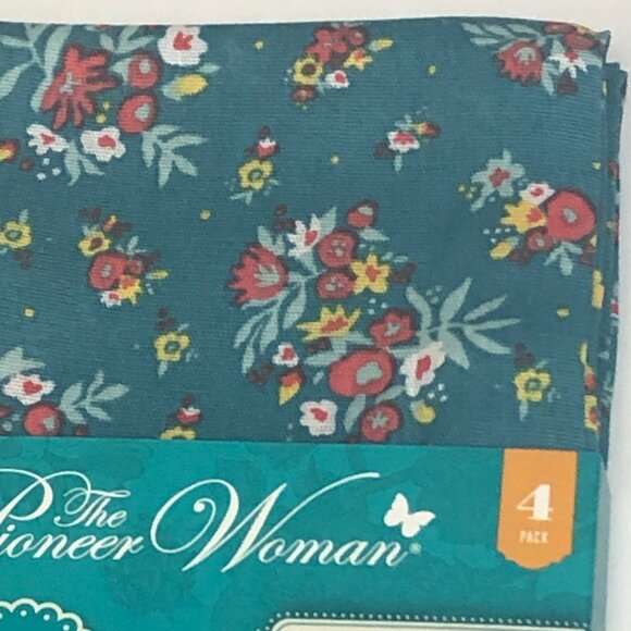 Pioneer Woman Cloth Napkins Rose Ditsy GreenFloral Fabric 4Pc Set Square 18"x18" - Picture 10 of 11